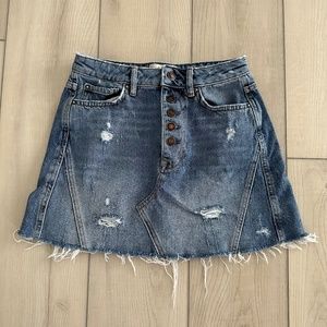 Free People A-Line Denim Mini Skirt in Size 25